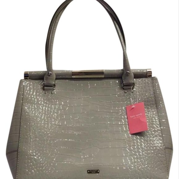 Kate Spade Constance handbag new Gray Croc Silver